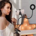 Wholesale 2 in 1 - 360 Degree Mobile Phone Holder Stand Long Arm Flexible Desktop Clip Bracket Photography 3 Modes Dimmable LED Selfie Light for TIK Tok YouTube Video Photo Live Stream Makeup (Black)